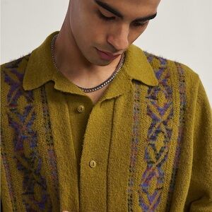 Vans Vintage Style Wheeler Polo Sweater in Burnt Gold Yellow Men’s Medium. NWT